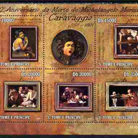 St Thomas & Prince Islands 2010 Caravaggio Paintings perf sheetlet containing 5 values unmounted mint
