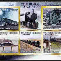 St Thomas & Prince Islands 2010 African Steam Trains perf sheetlet containing 5 values unmounted mint