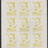 Great Britain 1971 Exeter Emergency Delivery Service 2.5p-6d label depicting Gilbert in complete sheet of 9 unmounted mint