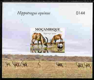 Mozambique 2009 WWF - Antelope Hippotragus equinus imperf deluxe sheetlet #1 (numbered from a limited edition)