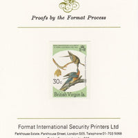 British Virgin Islands 1985 John Audubon Birds 30c Passenger Pigeon imperf proof mounted on Format International proof card, as SG 589