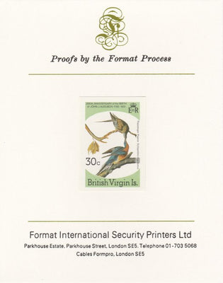 British Virgin Islands 1985 John Audubon Birds 30c Passenger Pigeon imperf proof mounted on Format International proof card, as SG 589