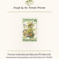 British Virgin Islands 1985 John Audubon Birds $1 American Kestrel imperf proof mounted on Format International proof card, as SG 591