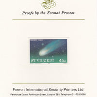 St Vincent 1986 Halley's Comet 45c (Comet) imperf proof mounted on Format International proof card, as SG 973