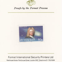 St Vincent 1986 Halley's Comet 60c (Edmond Halley) imperf proof mounted on Format International proof card, as SG 974