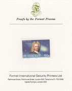 St Vincent 1986 Halley's Comet 60c (Edmond Halley) imperf proof mounted on Format International proof card, as SG 974