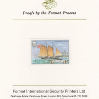 Tuvalu 1986 Ships #3 Schooner Messenger of Peace 15c iimperf proof mounted on Format International proof card, as SG 377