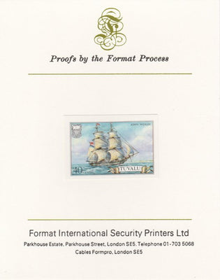 Tuvalu 1986 Ships #3 Brig John Wesley 40c imperf proof mounted on Format International proof card, as SG 378