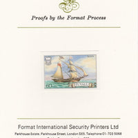 Tuvalu 1986 Ships #3 Brigantine Triton 60c imperf proof mounted on Format International proof card, as SG 380