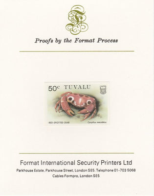 Tuvalu 1986 Crabs 50c (Red Spotted Crab) imperf proof mounted on Format International proof card, as SG 374