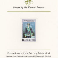 St Kitts 1985 Masonic Lodge 15c (James Derrick Cardin) imperf proof mounted on Format International proof card, as SG 177
