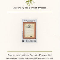 St Kitts 1985 Masonic Lodge $3 (Lodge Charter) imperf proof mounted on Format International proof card, as SG 180