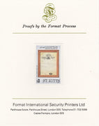 St Kitts 1985 Masonic Lodge $3 (Lodge Charter) imperf proof mounted on Format International proof card, as SG 180