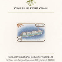 St Kitts 1985 Ships 40c (Container Ship) imperf proof mounted on Format International proof card, as SG 173