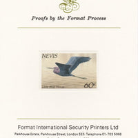Nevis 1985 Hawks & Herons 60c (Little Blue Heron) imperf proof mounted on Format International proof card, as SG 267