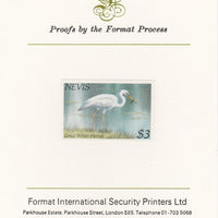 Nevis 1985 Hawks & Herons $3 (Great Blue Heron) imperf proof mounted on Format International proof card, as SG 268