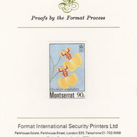 Montserrat 1985 Orchids 90c (Oncidium urophyllum) imperf proof mounted on Format International proof card, as SG 631