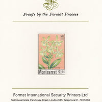 Montserrat 1985 Orchids $1.15 (Eppidendrum difforme) imperf proof mounted on Format International proof card, as SG 632