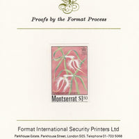 Montserrat 1985 Orchids $1.50 (Eppidendrum ciliare) imperf proof mounted on Format International proof card, as SG 633