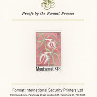 Montserrat 1985 Orchids $1.50 (Eppidendrum ciliare) imperf proof mounted on Format International proof card, as SG 633