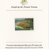 St Vincent 1988 Tourism 65c Aerial View of Young Island imperf mounted on Format International proof card, as SG 1135