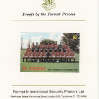 St Vincent 1987 English Football teams $2 Manchester United imperf mounted on Format International proof card, as SG 1091