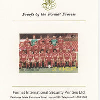 St Vincent 1987 English Football teams $2 Liverpool imperf mounted on Format International proof card, as SG 1094