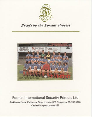 St Vincent 1987 English Football teams $2 Portsmouth imperf mounted on Format International proof card, as SG 1096