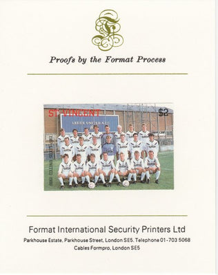 St Vincent 1987 English Football teams $2 Leeds United imperf mounted on Format International proof card, as SG 1097