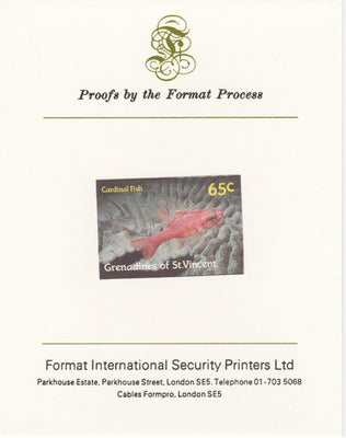 St Vincent - Grenadines 1987 Marine Life 65c Cardinal Fish imperf mounted on Format International proof card, as SG 544