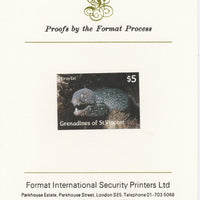 St Vincent - Grenadines 1987 Marine Life $5 Spotted Moray Eel imperf mounted on Format International proof card, as SG 545