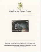 St Vincent - Grenadines 1987 Marine Life $5 Spotted Moray Eel imperf mounted on Format International proof card, as SG 545