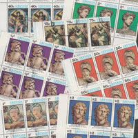 Grenada - Grenadines 1975 Michelangelo cto set of 7 in complete (folded) sheets of 50, SG 68-74 (50 sets = 350 stamps)