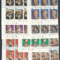 Grenada - Grenadines 1975 Michelangelo cto set of 7 each in plate block of 6 SG 68-74