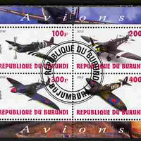 Burundi 2010 Spitfire Planes of World War II perf sheetlet containing 4 values fine cto used