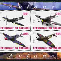 Burundi 2010 Spitfire Planes of World War II perf sheetlet containing 4 values unmounted mint