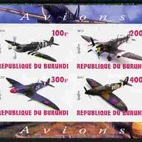 Burundi 2010 Spitfire Planes of World War II imperf sheetlet containing 4 values unmounted mint