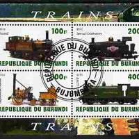 Burundi 2010 Steam Locomotives #1 perf sheetlet containing 4 values fine cto used