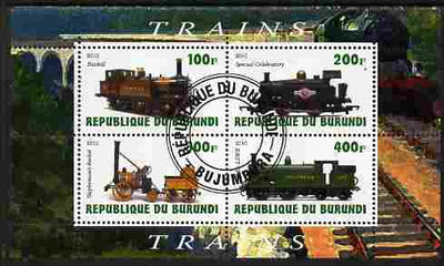 Burundi 2010 Steam Locomotives #1 perf sheetlet containing 4 values fine cto used