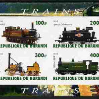 Burundi 2010 Steam Locomotives #1 imperf sheetlet containing 4 values unmounted mint