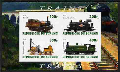 Burundi 2010 Steam Locomotives #1 imperf sheetlet containing 4 values unmounted mint
