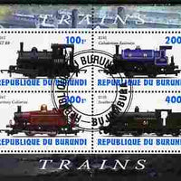 Burundi 2010 Steam Locomotives #2 perf sheetlet containing 4 values fine cto used