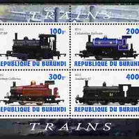 Burundi 2010 Steam Locomotives #2 perf sheetlet containing 4 values unmounted mint