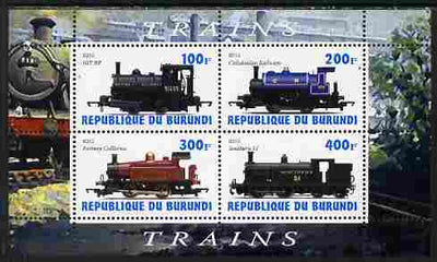 Burundi 2010 Steam Locomotives #2 perf sheetlet containing 4 values unmounted mint