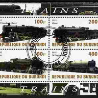 Burundi 2010 Steam Locomotives #3 perf sheetlet containing 4 values fine cto used