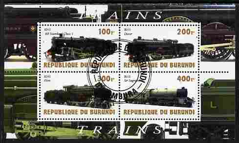 Burundi 2010 Steam Locomotives #3 perf sheetlet containing 4 values fine cto used