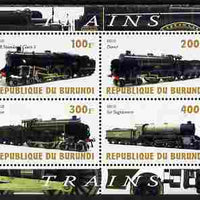 Burundi 2010 Steam Locomotives #3 perf sheetlet containing 4 values unmounted mint
