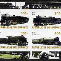 Burundi 2010 Steam Locomotives #3 imperf sheetlet containing 4 values unmounted mint