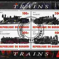 Burundi 2010 Steam Locomotives #4 perf sheetlet containing 4 values fine cto used