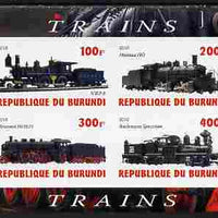 Burundi 2010 Steam Locomotives #4 imperf sheetlet containing 4 values unmounted mint